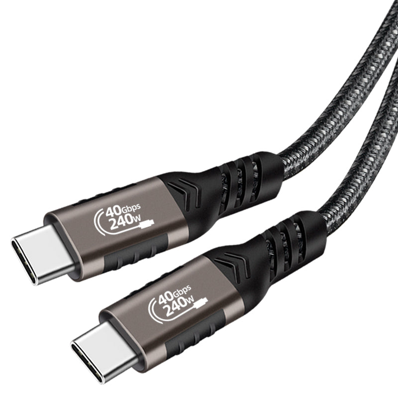 Qgeem QG01 Type-C to Type-C USB4 PD Data Kablosu 240W 40Gbps 8K@60Hz 0.2 Metre Siyah