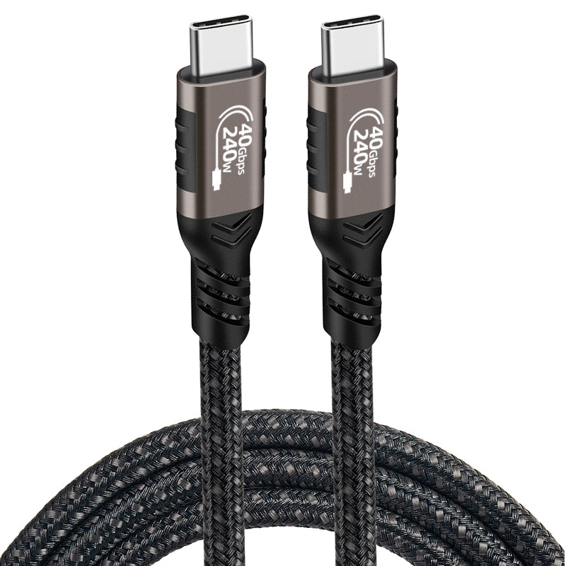 Qgeem QG01 Type-C to Type-C USB4 PD Data Kablosu 240W 40Gbps 8K@60Hz 0.2 Metre Siyah
