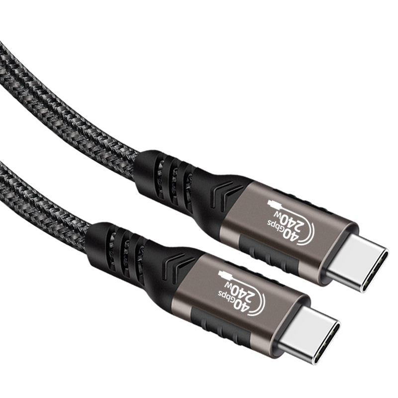 Qgeem QG01 Type-C to Type-C USB4 PD Data Kablosu 240W 40Gbps 8K@60Hz 0.2 Metre Siyah