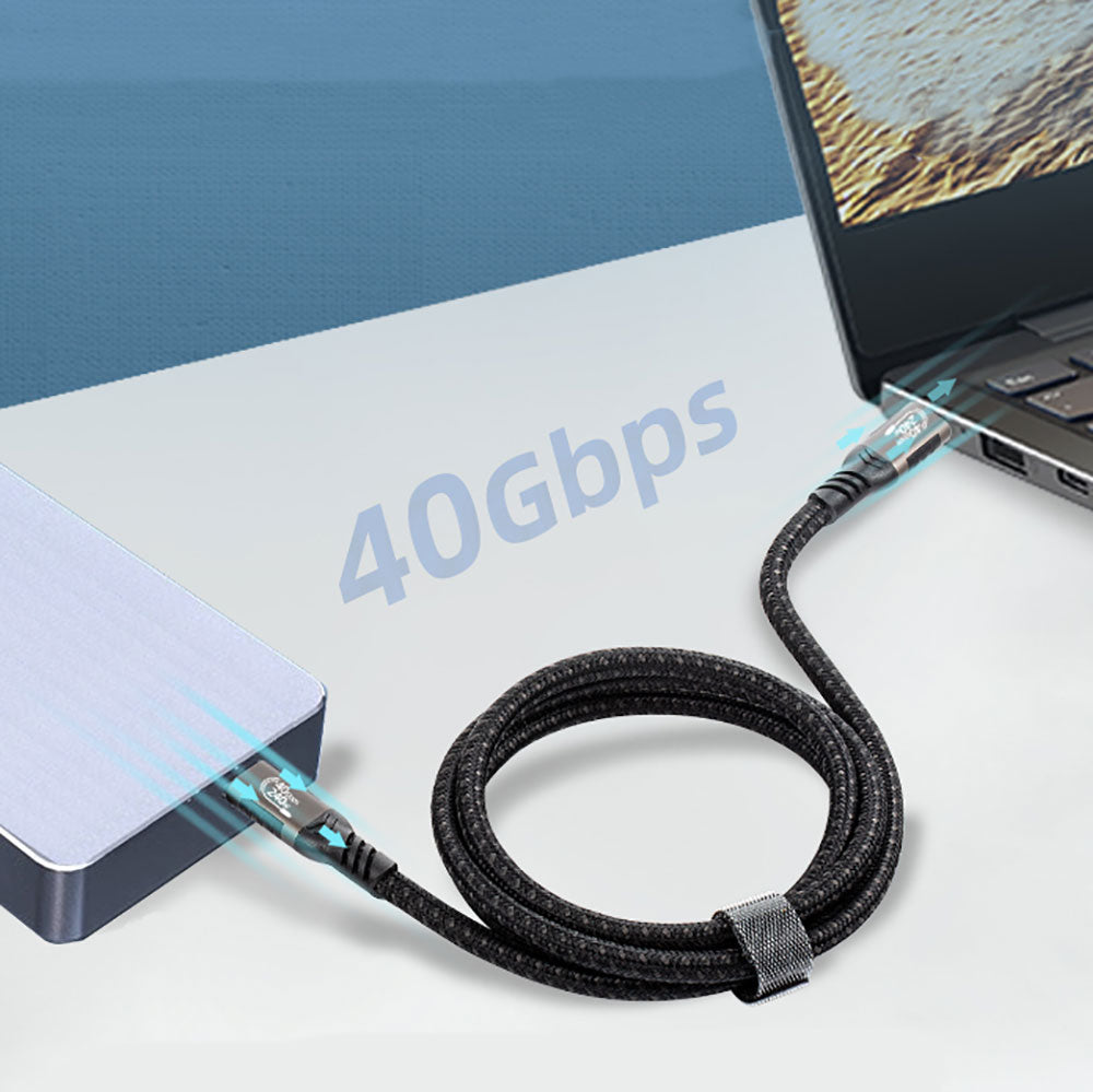 Qgeem QG01 Type-C to Type-C USB4 PD Data Kablosu 240W 40Gbps 8K@60Hz 0.2 Metre Siyah
