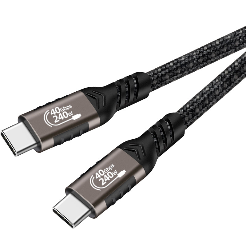 Qgeem QG01 Type-C to Type-C USB4 PD Data Kablosu 240W 40Gbps 8K@60Hz 0.2 Metre Siyah