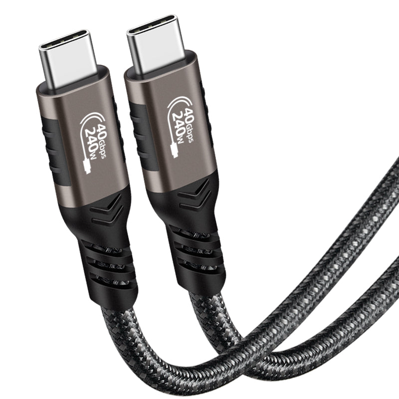 Qgeem QG01 Type-C to Type-C USB4 PD Data Kablosu 240W 40Gbps 8K@60Hz 0.5 Metre Siyah