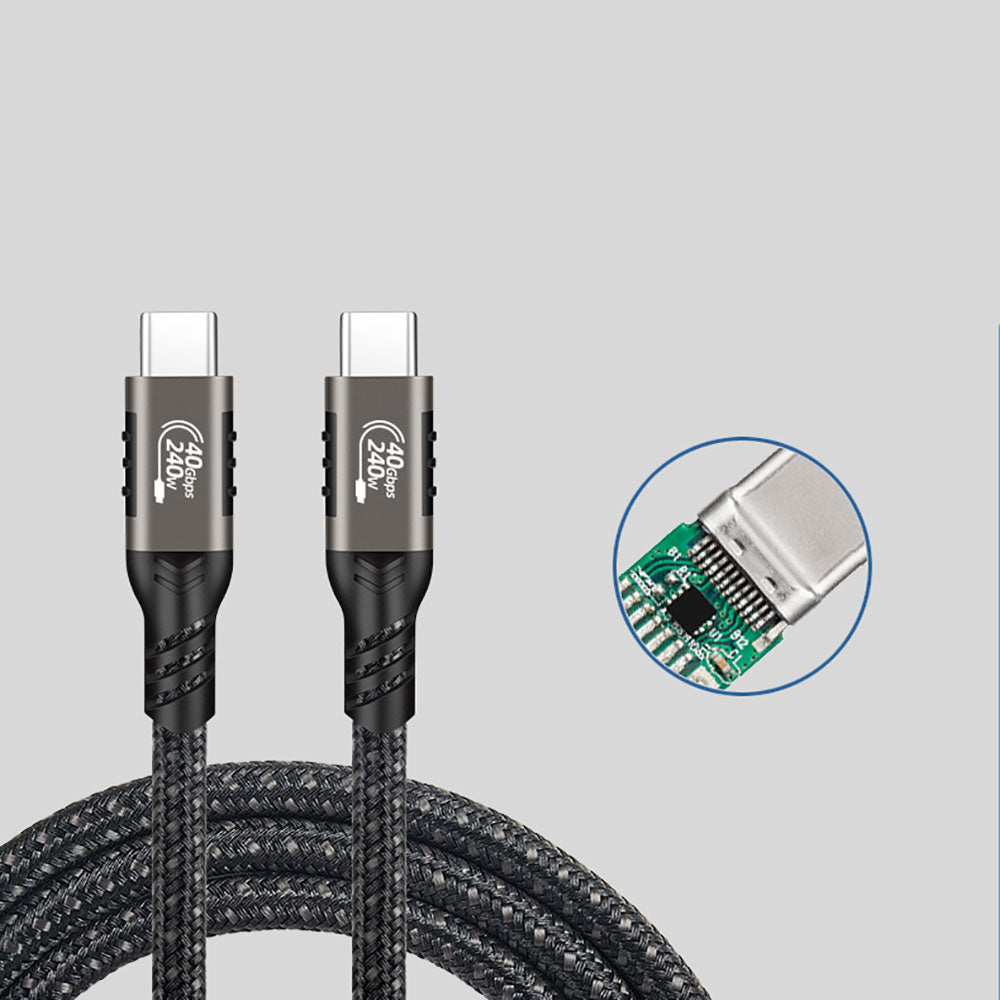 Qgeem QG01 Type-C to Type-C USB4 PD Data Kablosu 240W 40Gbps 8K@60Hz 0.5 Metre Siyah