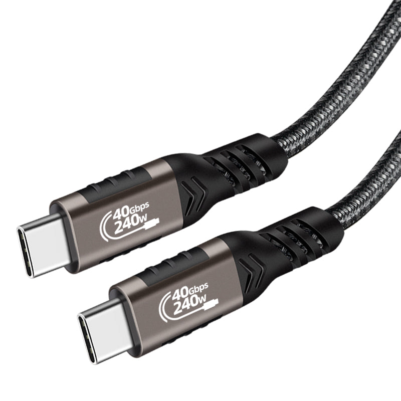 Qgeem QG01 Type-C to Type-C USB4 PD Data Kablosu 240W 40Gbps 8K@60Hz 0.5 Metre Siyah