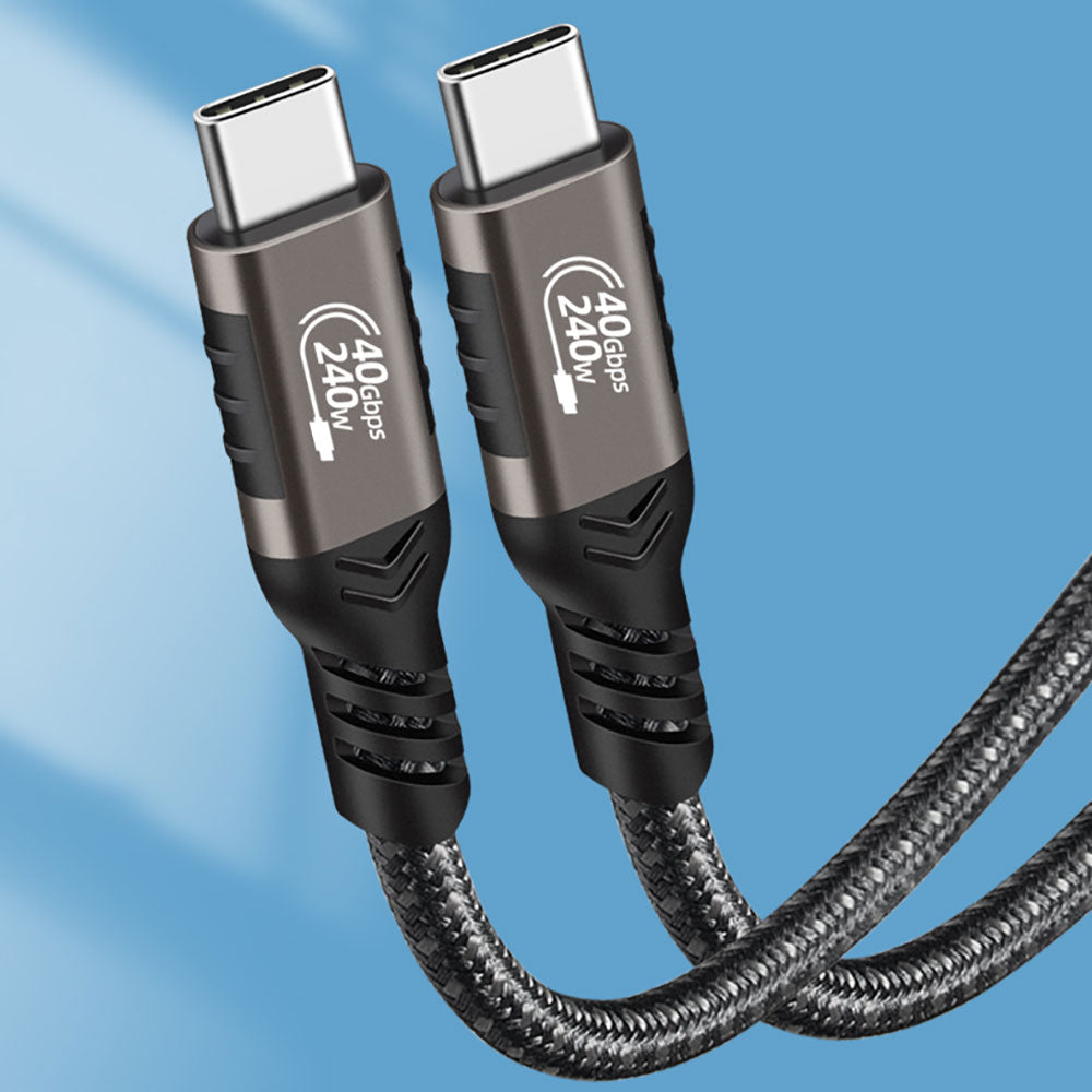 Qgeem QG01 Type-C to Type-C USB4 PD Data Kablosu 240W 40Gbps 8K@60Hz 0.5 Metre Siyah