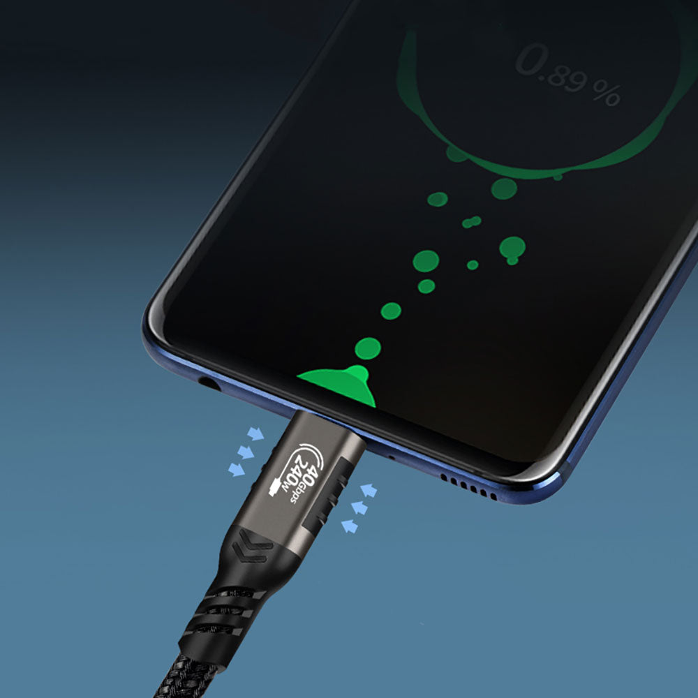 Qgeem QG01 Type-C to Type-C USB4 PD Data Kablosu 240W 40Gbps 8K@60Hz 1 Metre Siyah