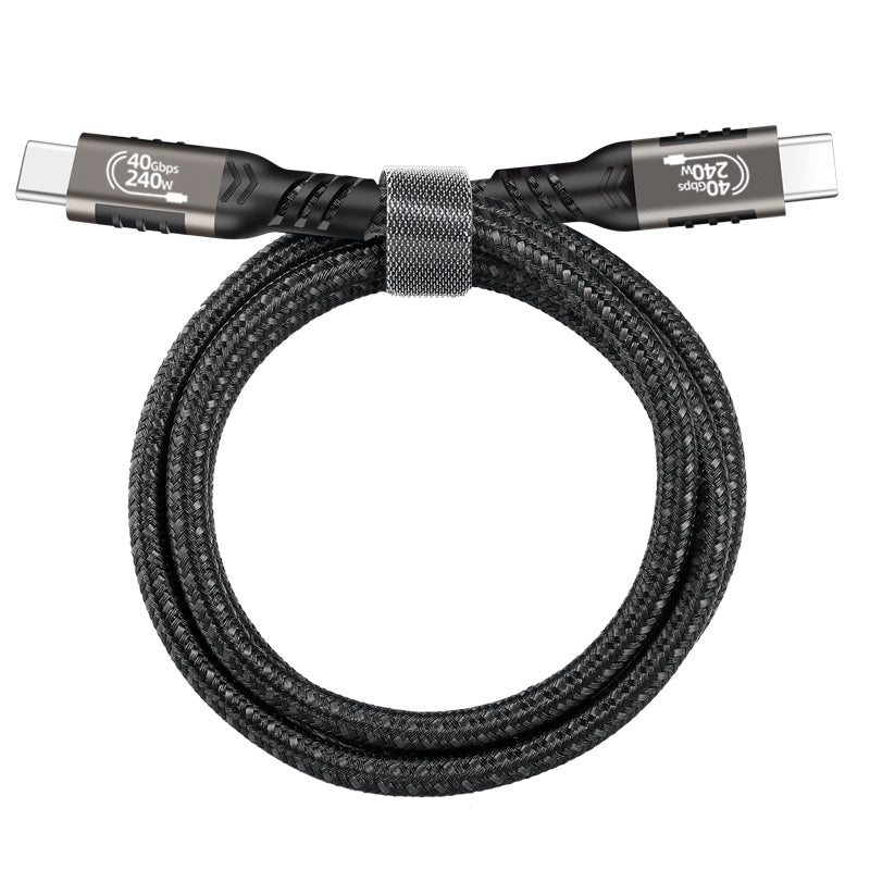 Qgeem QG01 Type-C to Type-C USB4 PD Data Kablosu 240W 40Gbps 8K@60Hz 1.2 Metre Siyah