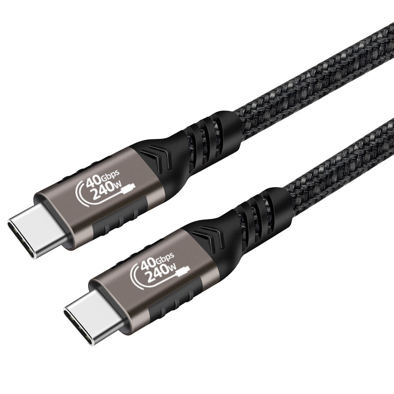 Qgeem QG01 Type-C to Type-C USB4 PD Data Kablosu 240W 40Gbps 8K@60Hz 1.2 Metre Siyah