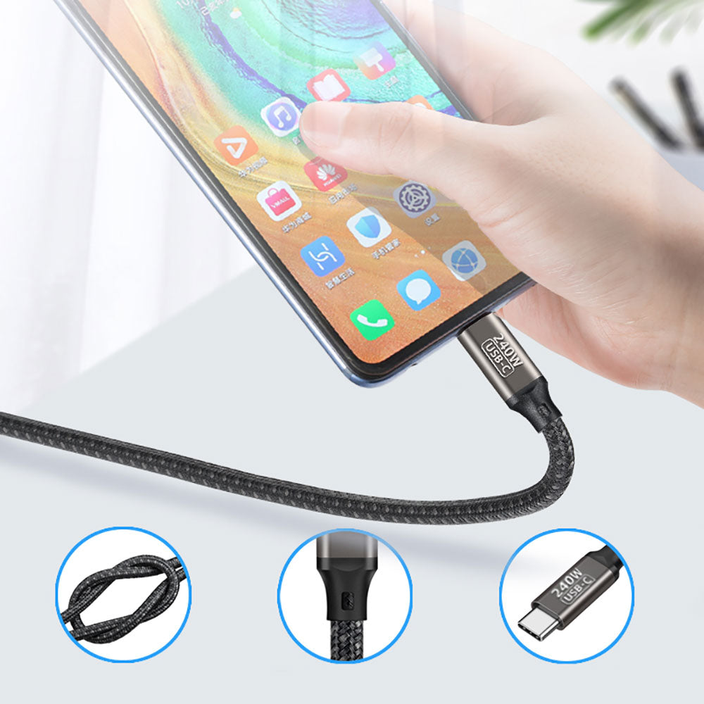 Qgeem QG02 Type-C to Type-C PD3.1 Data Cable 240W 480Mbps 0.5 Meter Black