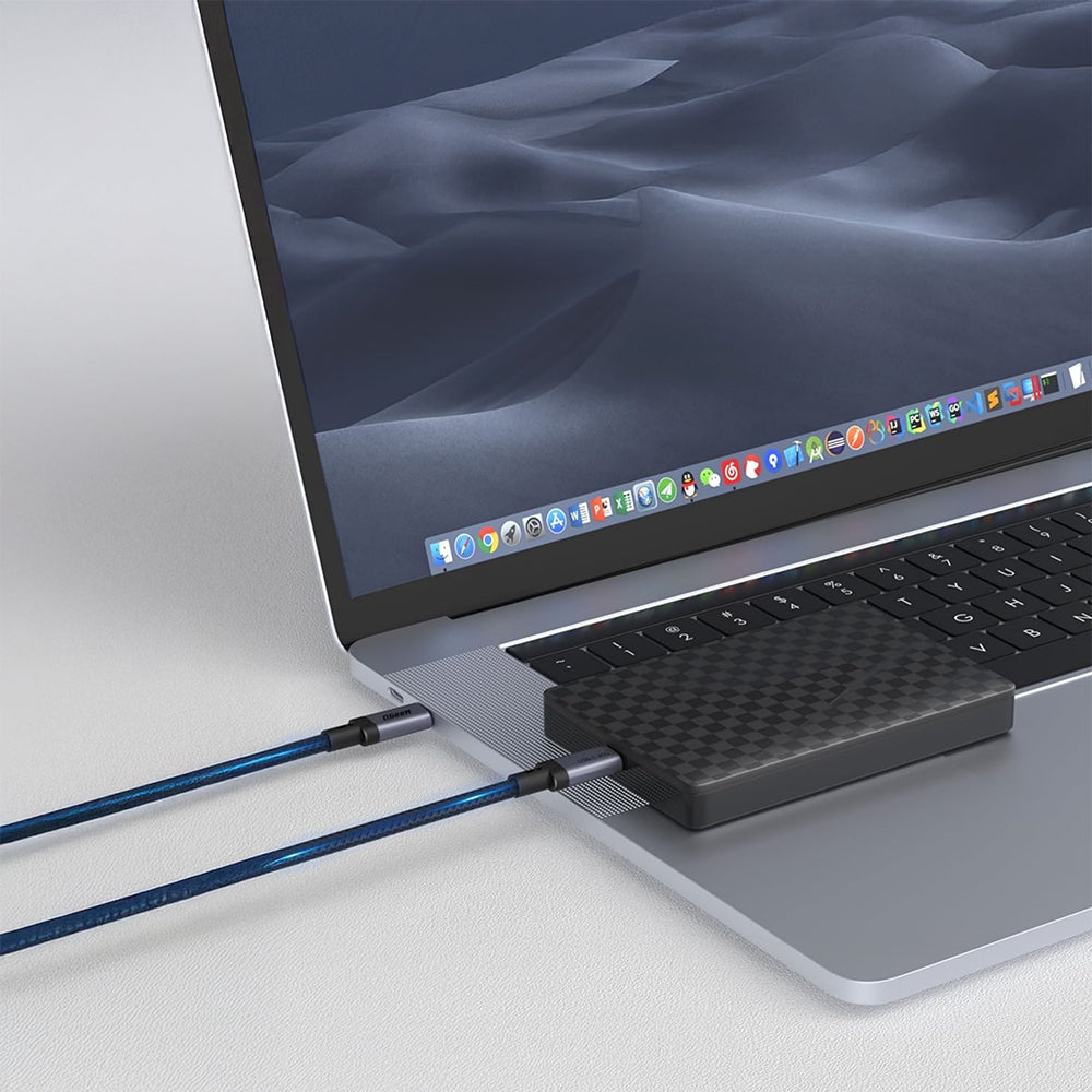 Qgeem QG03 Type-C to Type-C PD 40G 8K@60Hz Data Kablosu 240W 1.5M Gri