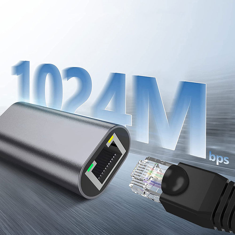 Qgeem QG04 Type-C to RJ45 Ethernet Converter Cable 1024Mbps 22cm Gray