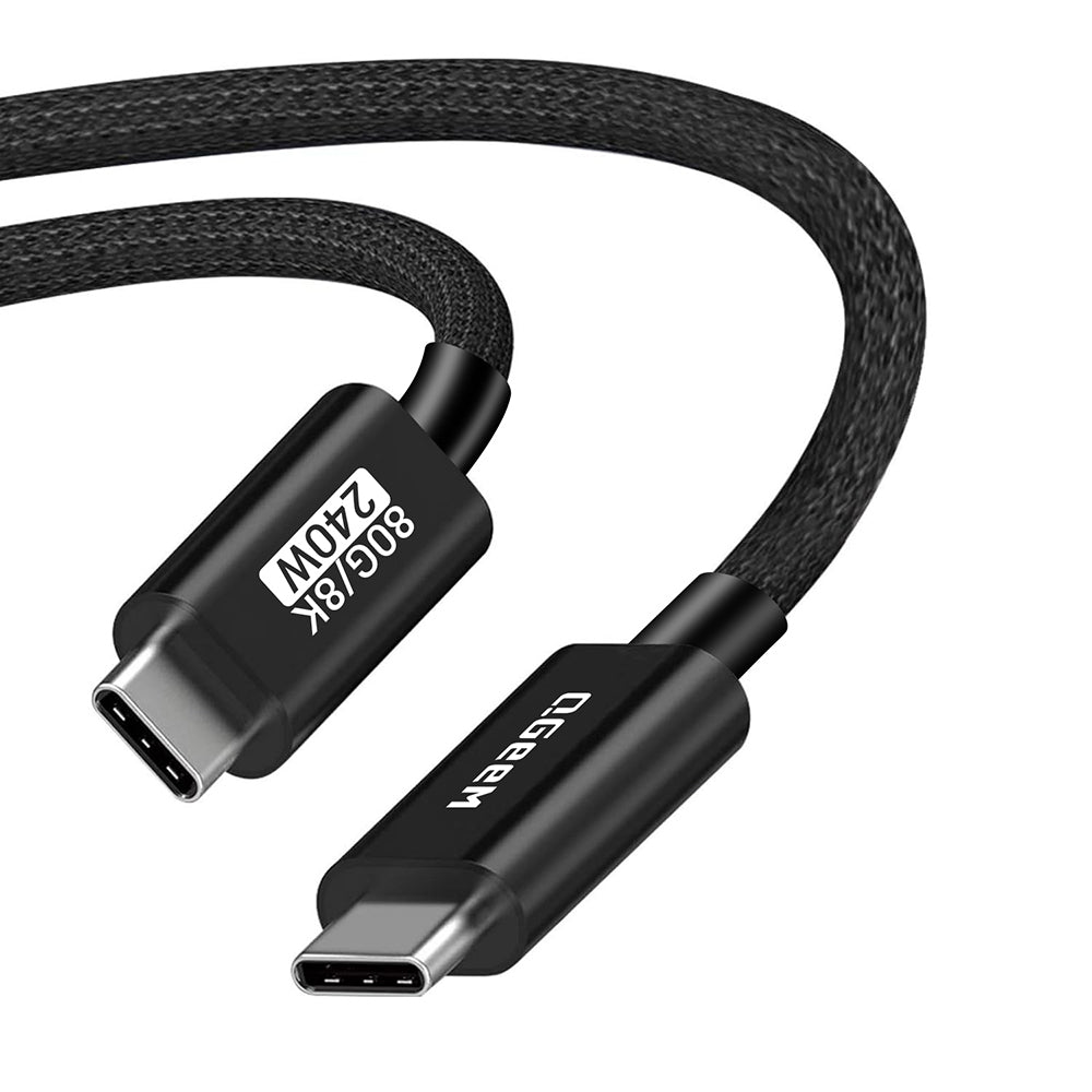 Qgeem QG05 Type-C to Type-C USB5 PD Data Kablosu 240W 80Gbps 8K@60Hz 1.2 Metre Siyah