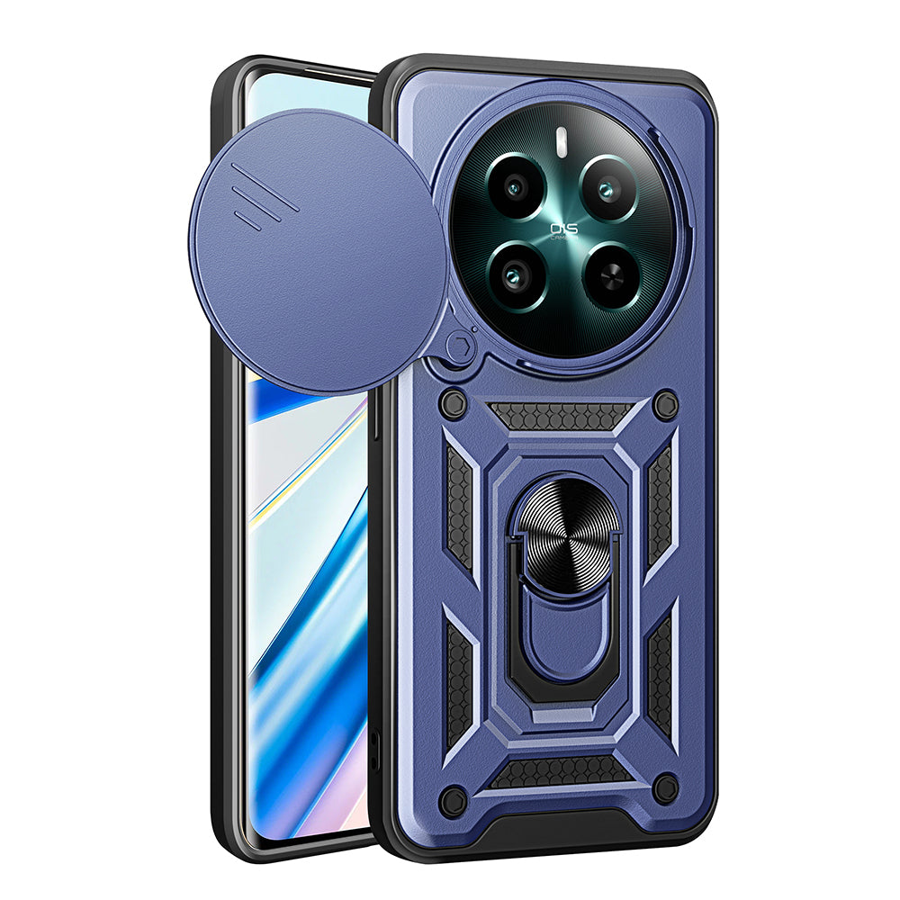 Realme 12 Plus Case Magnetic Stand Camera Protection Zore Sliding Vega Cover Blue