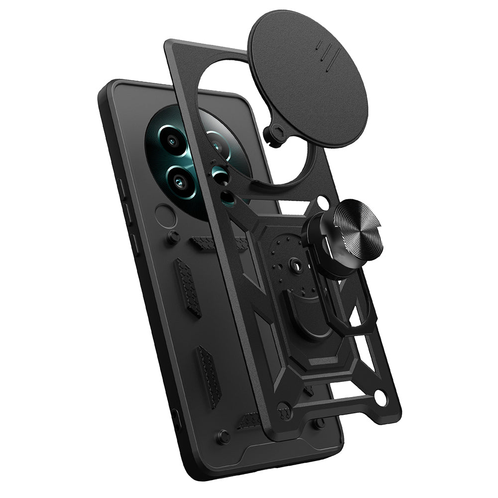 Realme 12 Plus Case Magnetic Stand Camera Protection Zore Sliding Vega Cover Black
