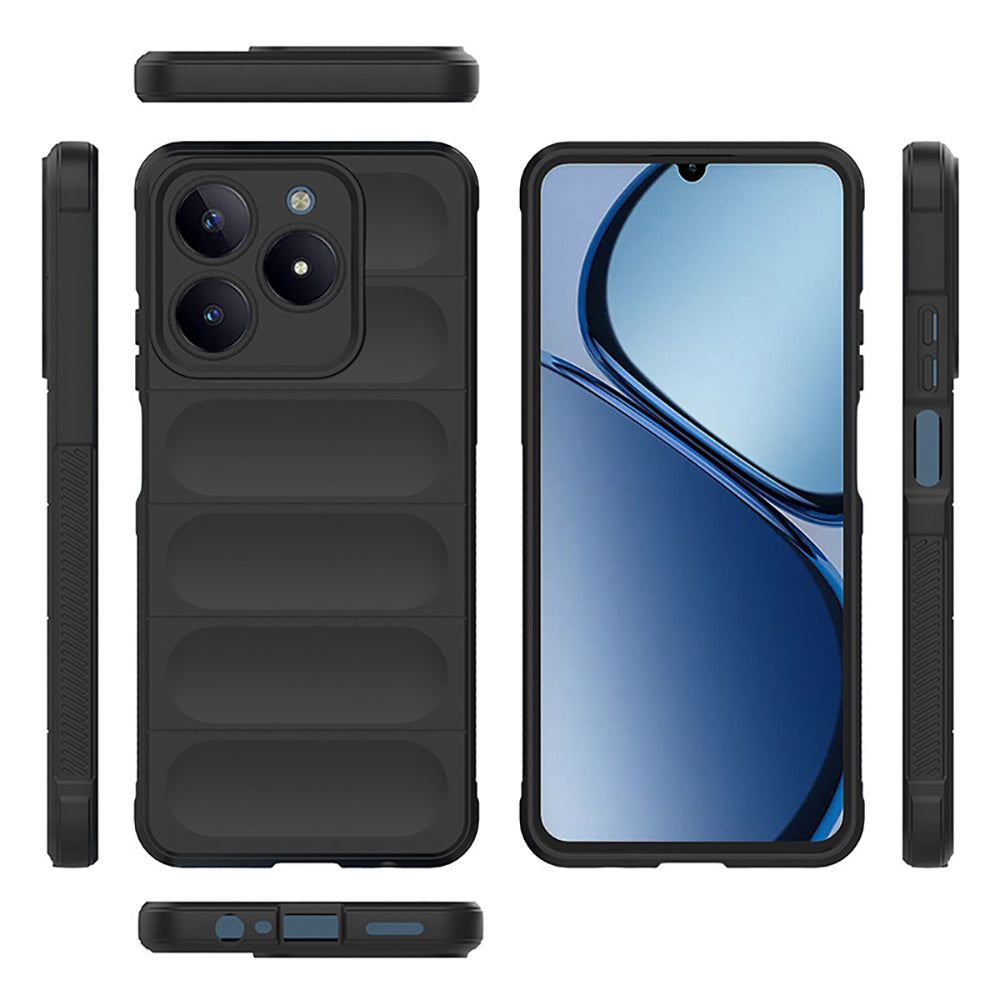 Realme C61 Case Flexible TPU Hollow Back Surface Design Zore Ethnic Silicone Cover Dark Green