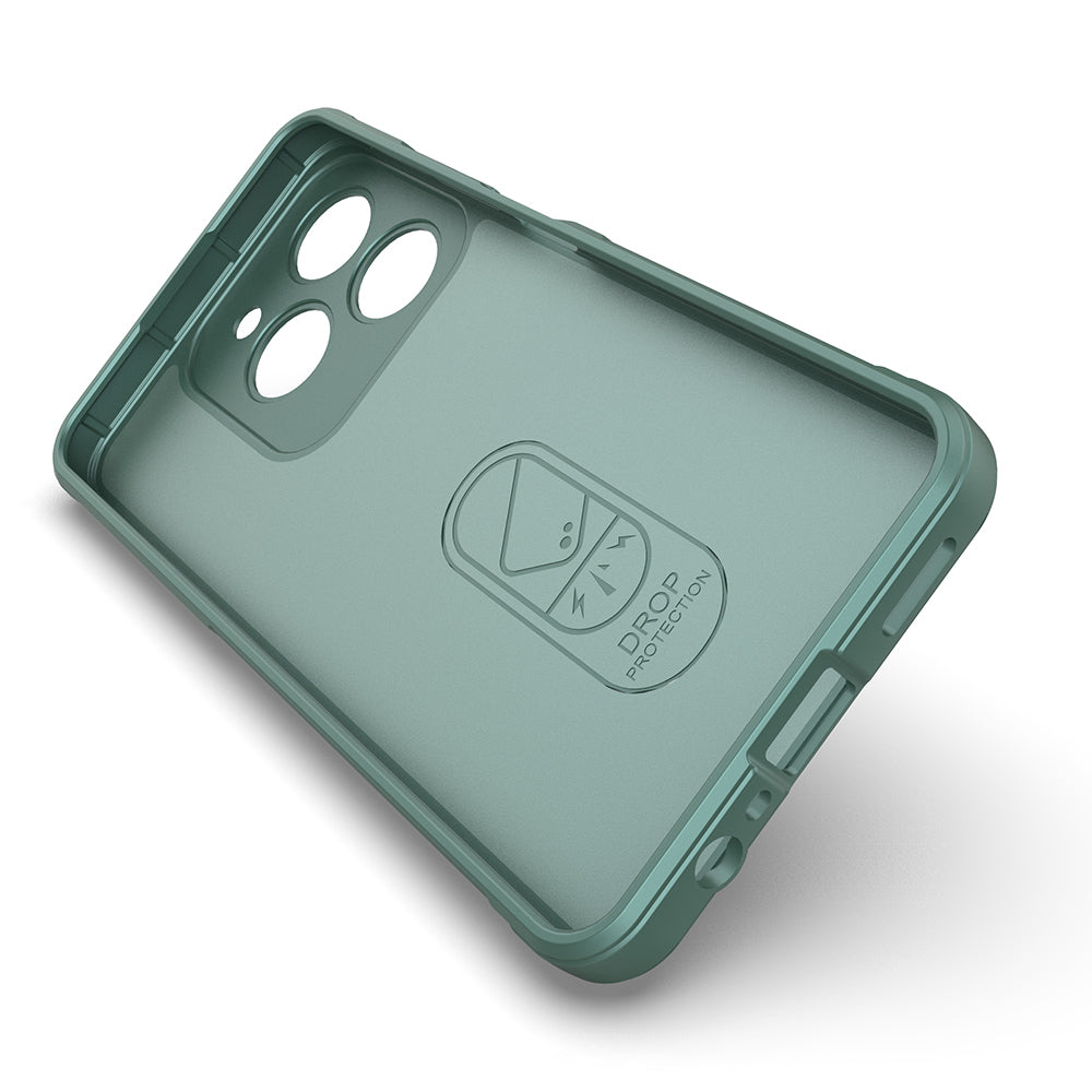 Realme C61 Case Flexible TPU Hollow Back Surface Design Zore Ethnic Silicone Cover Dark Green