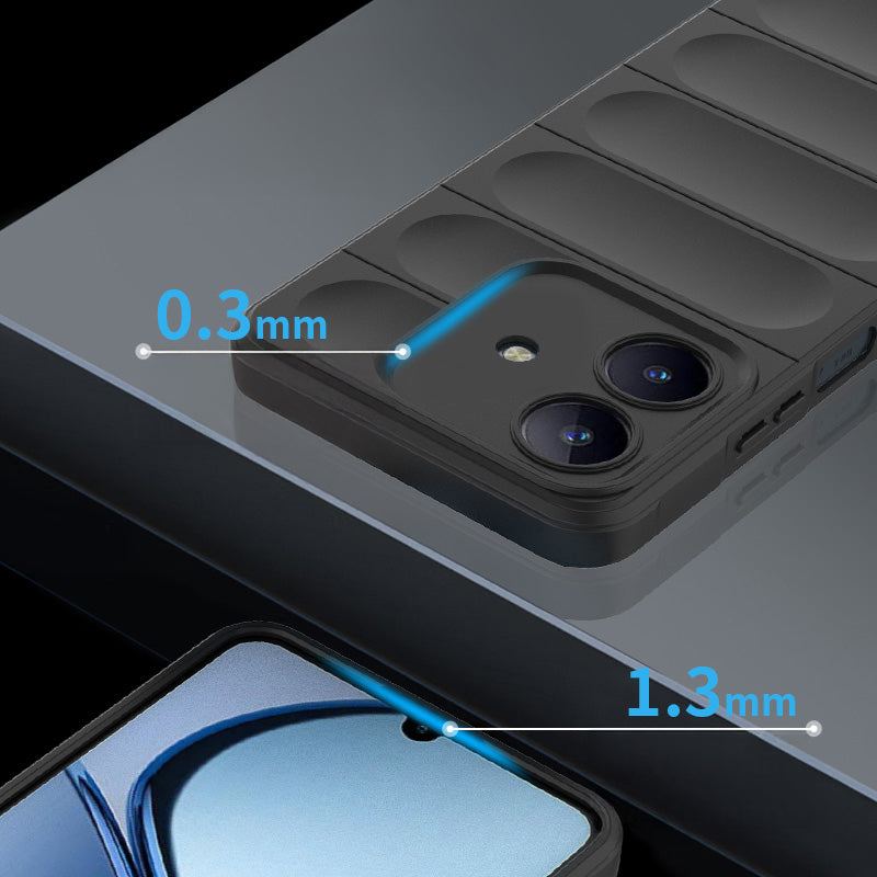 Realme C63 Case Flexible TPU Hollow Back Surface Design Zore Ethnic Silicone Cover Navy Blue
