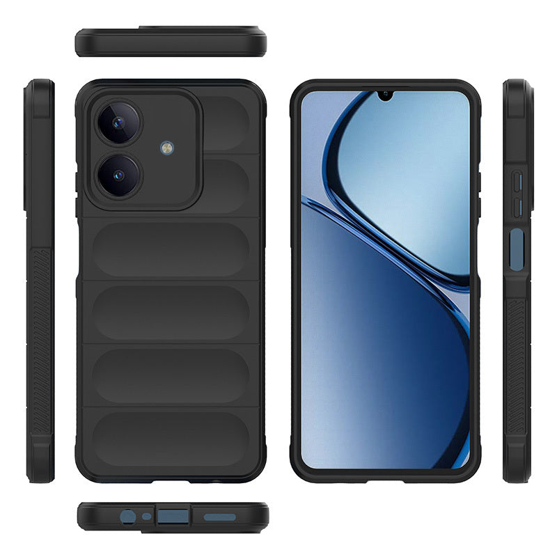 Realme C63 Case Flexible TPU Hollow Back Surface Design Zore Ethnic Silicone Cover Black