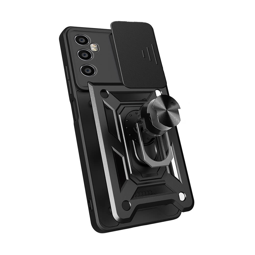 Realme C65 4G Case Magnetic Stand Camera Protection Zore Sliding Vega Cover Black