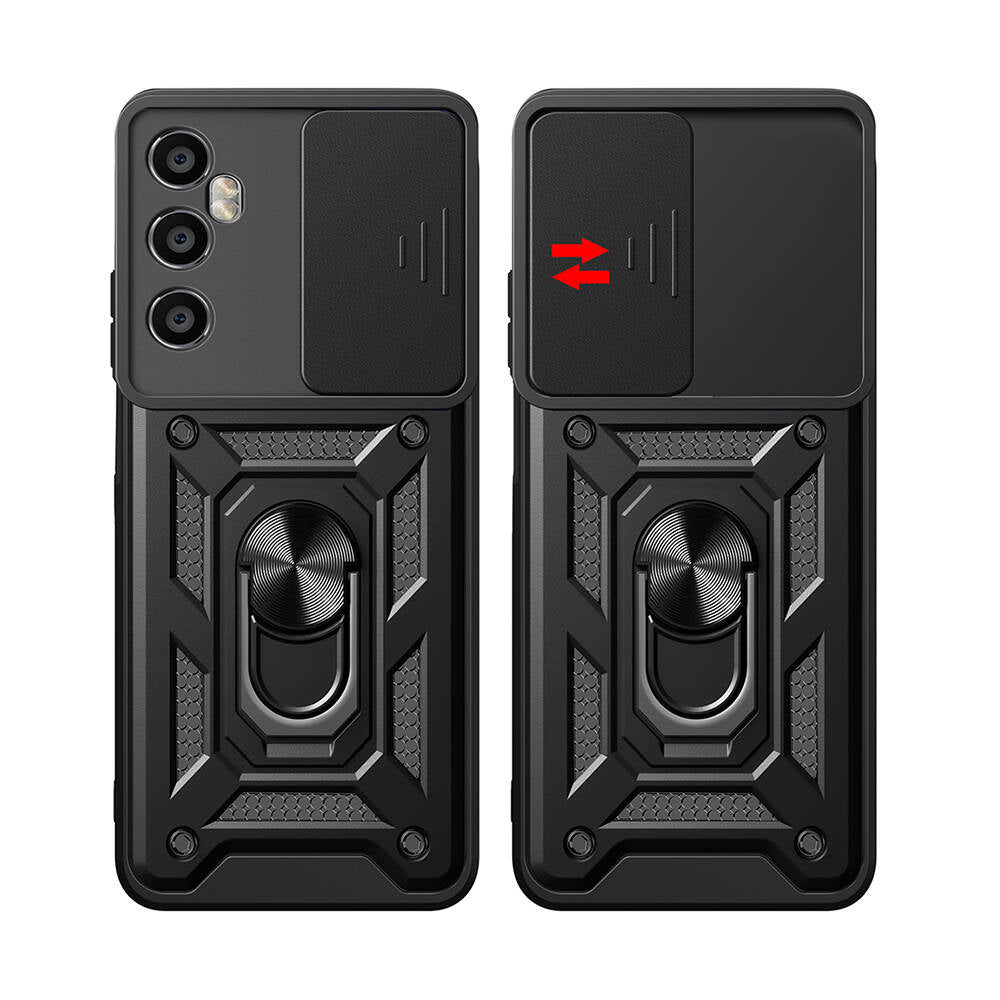 Realme C65 4G Case Magnetic Stand Camera Protection Zore Sliding Vega Cover Black