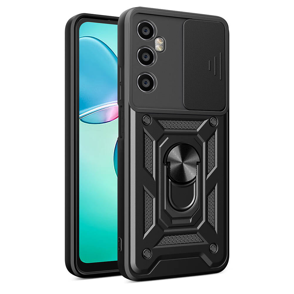 Realme C65 4G Case Magnetic Stand Camera Protection Zore Sliding Vega Cover Black