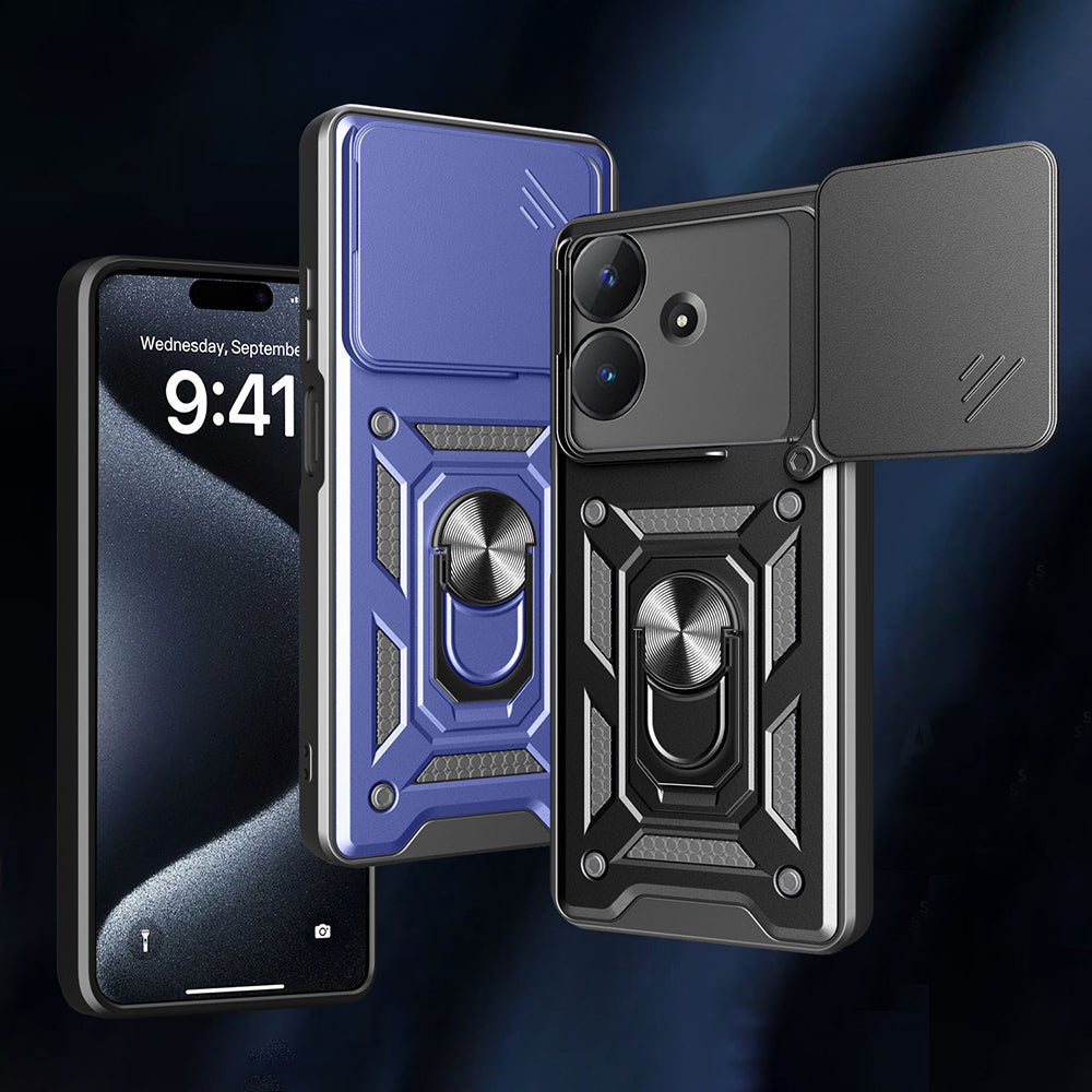 Realme Note 60 Case Magnetic Stand Camera Protection Zore Sliding Vega Cover Blue