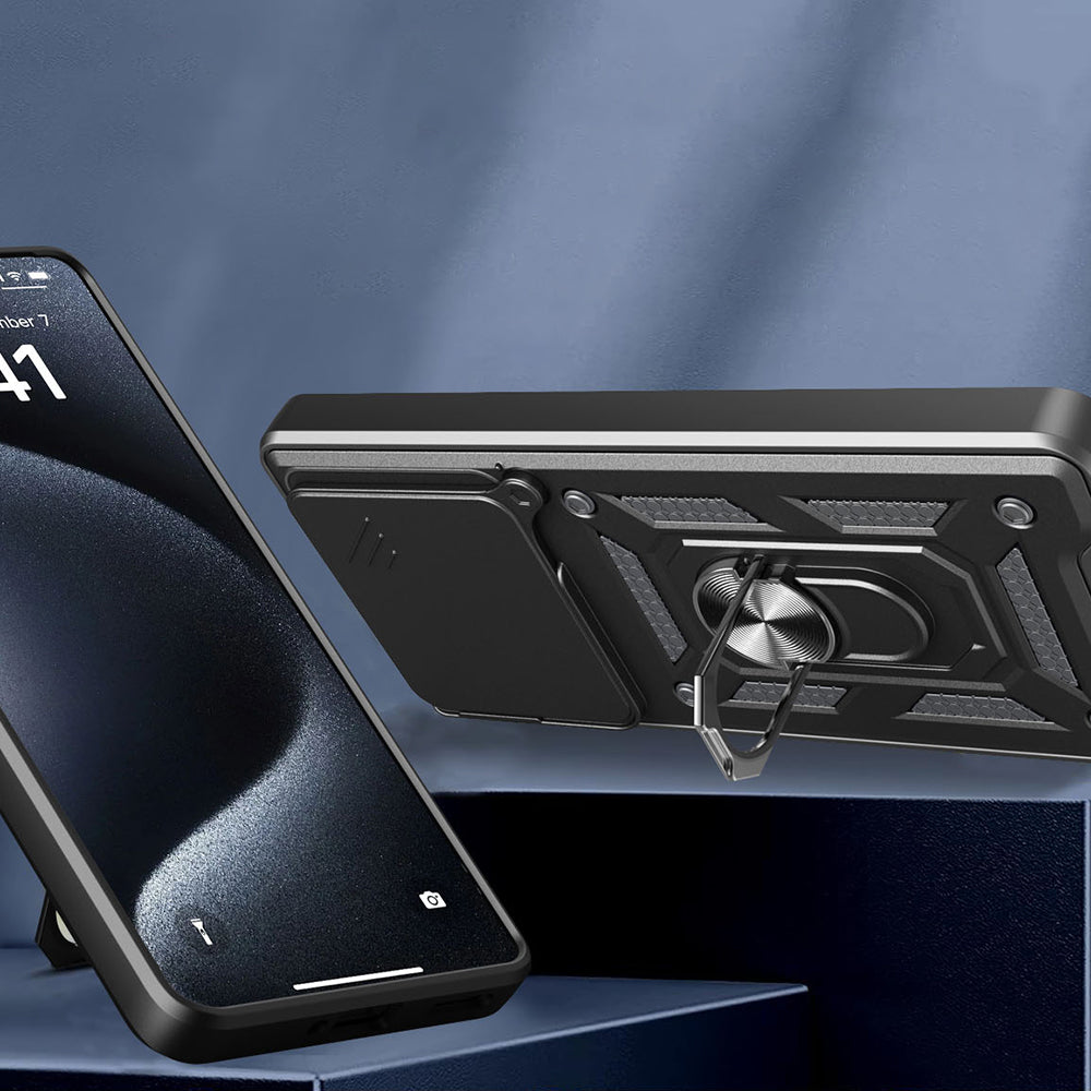 Realme Note 60 Case Magnetic Stand Camera Protection Zore Sliding Vega Cover Black