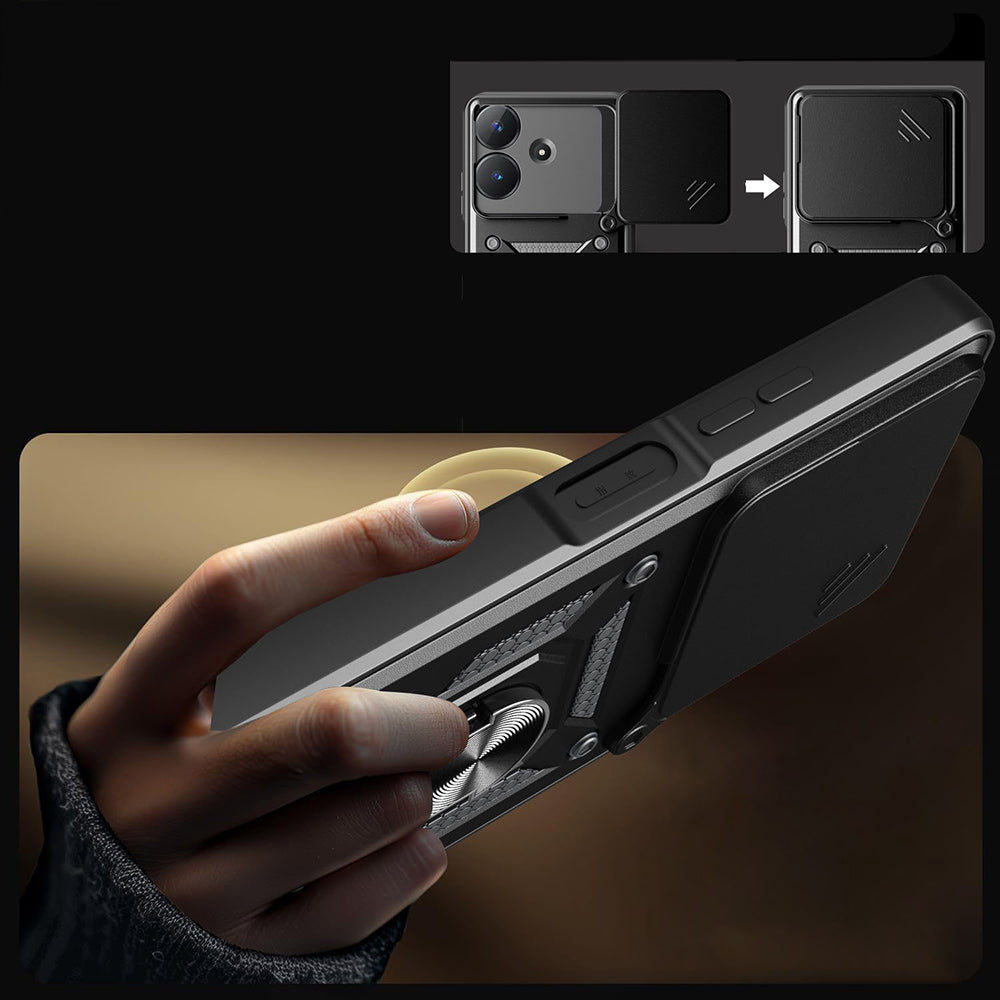 Realme Note 60 Case Magnetic Stand Camera Protection Zore Sliding Vega Cover Blue