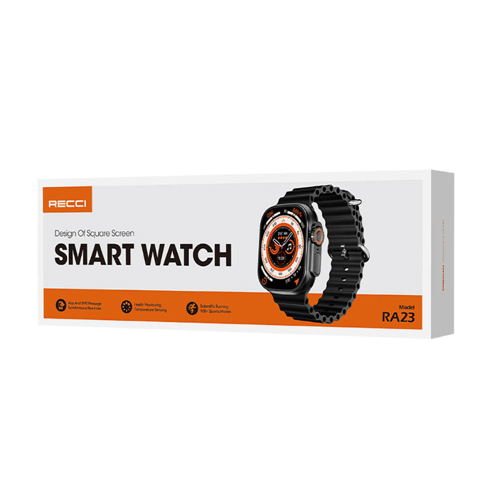 Recci RA23 iOS and Android Compatible Smartwatch Black