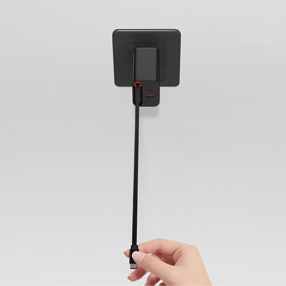 Recci RC103E GaN Technology Fast Charging Head USB-A to Type-C PD 67W Type-C Wired Charging Set Black