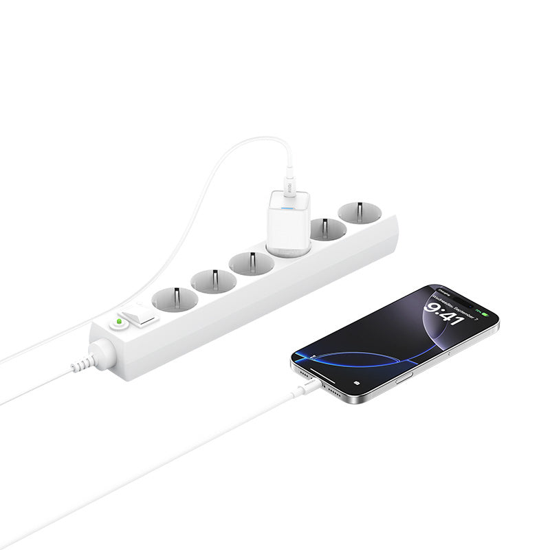 Recci RC106E GaN Technology Fast Charging Head Type-C to Type-C PD 25W Wired Charging Set White