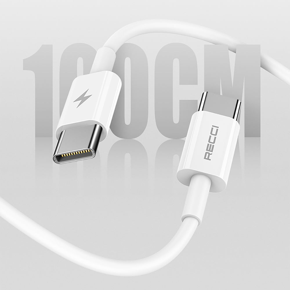 Recci RC108E GaN Technology Fast Charging Head Type-C to Type-C PD 45W Wired Charging Set White