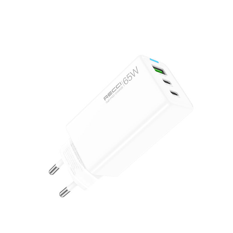Recci RC109E Type-C PD & USB-A GaN Technology Fast Charging Head 65W White