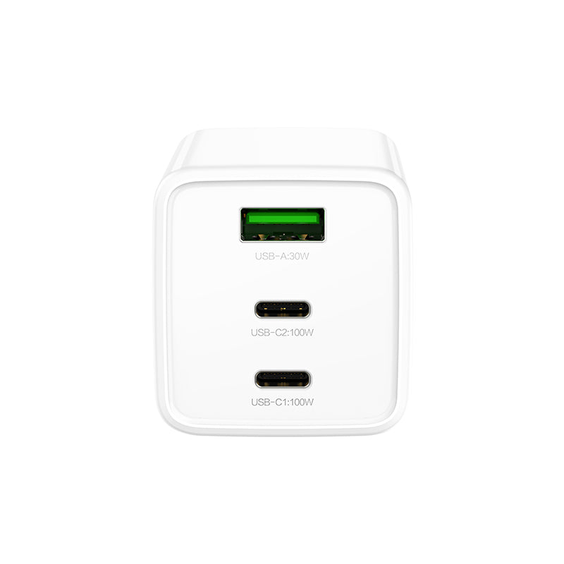 Recci RC110E Type-C PD & USB-A GaN Technology QC3.0 Fast Charging Head 100W White
