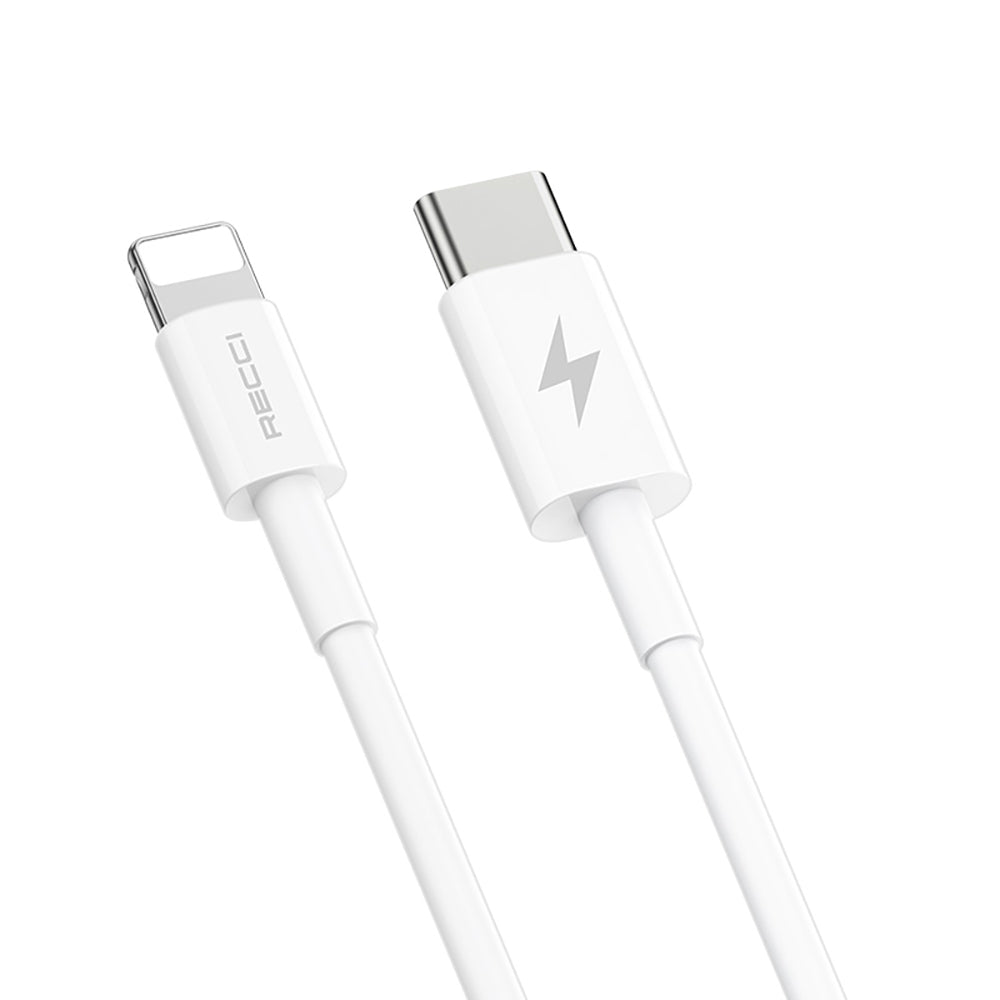 Recci RC65E Fast Charging Head Type-C to Lightning PD 20W Wired Charging Set White