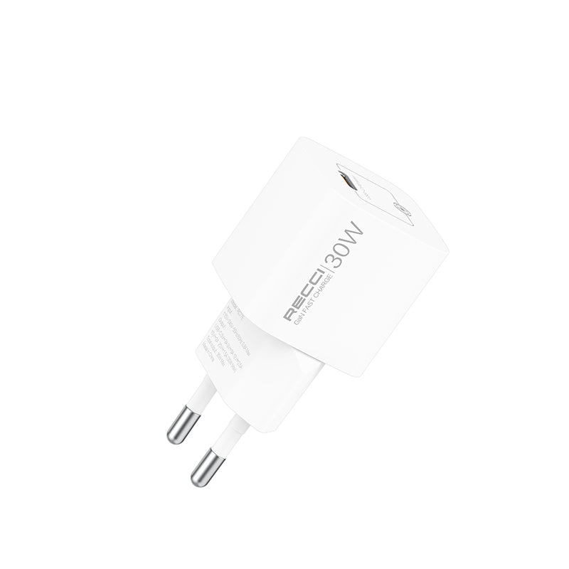 Recci RC77E GaN Technology Fast Charging Head Type-C to Type-C PD 30W Wired Charging Set White