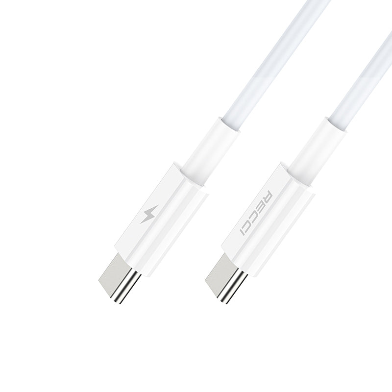 Recci RC77E GaN Technology Fast Charging Head Type-C to Type-C PD 30W Wired Charging Set White