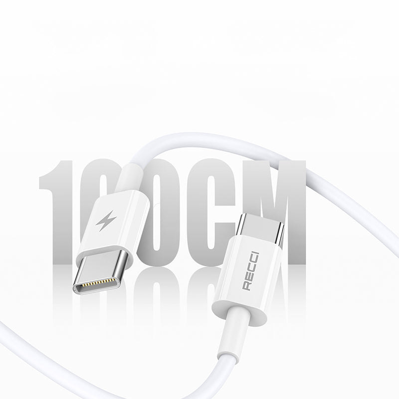 Recci RC77E GaN Technology Fast Charging Head Type-C to Type-C PD 30W Wired Charging Set White