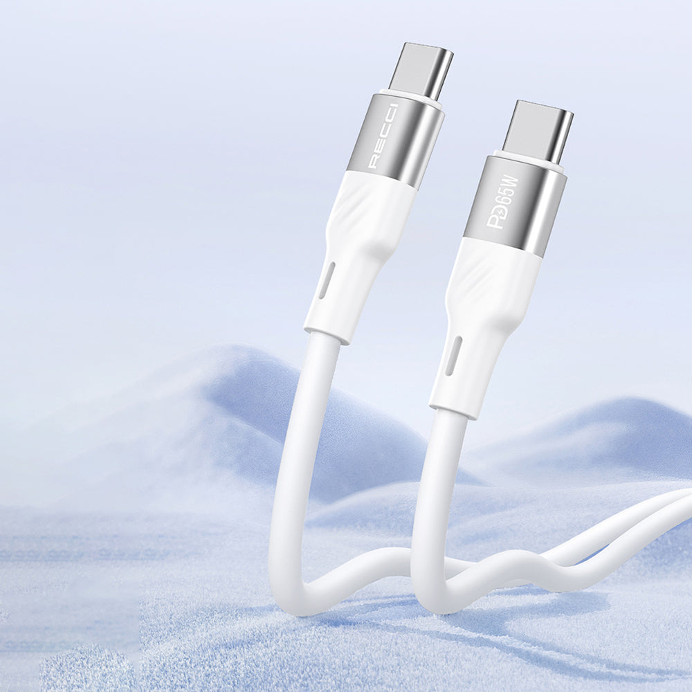 Recci RC85E GaN Technology Fast Charging Head USB-A to Type-C PD 67W Wired Charging Set White