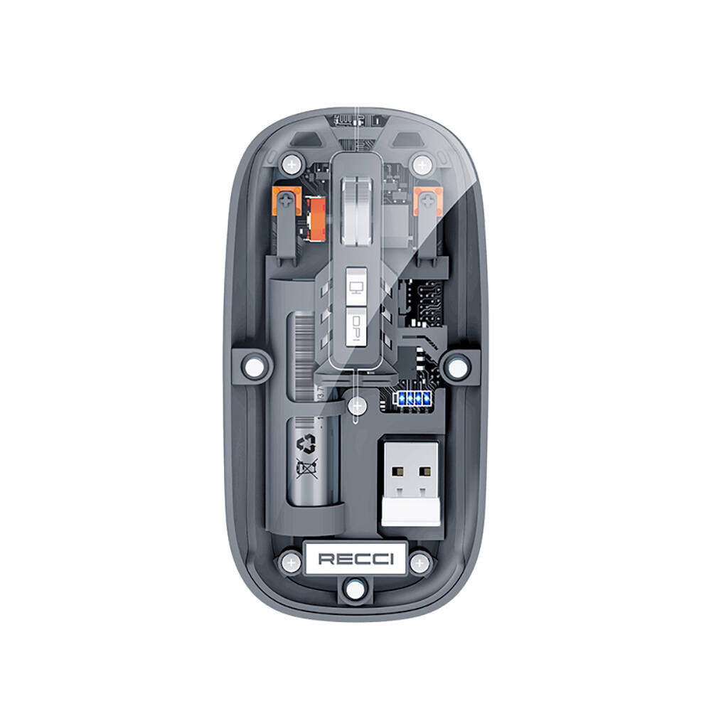 Recci RCS-M01 Space Capsule Series Multimode Wireless Transparent Design Mouse Gray