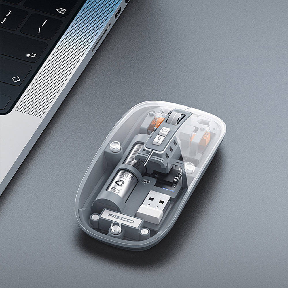 Recci RCS-M01 Space Capsule Series Multimode Wireless Transparent Design Mouse Gray