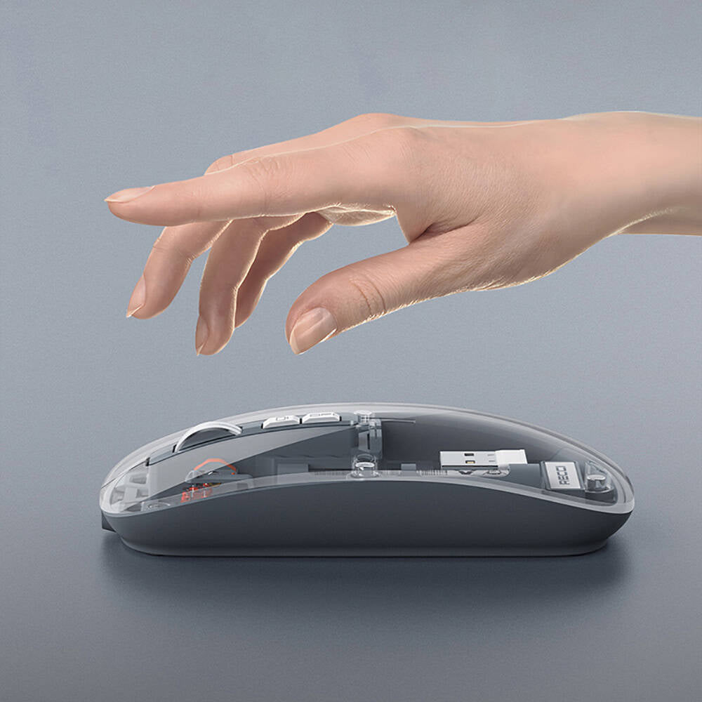 Recci RCS-M01 Space Capsule Series Multimode Wireless Transparent Design Mouse Gray