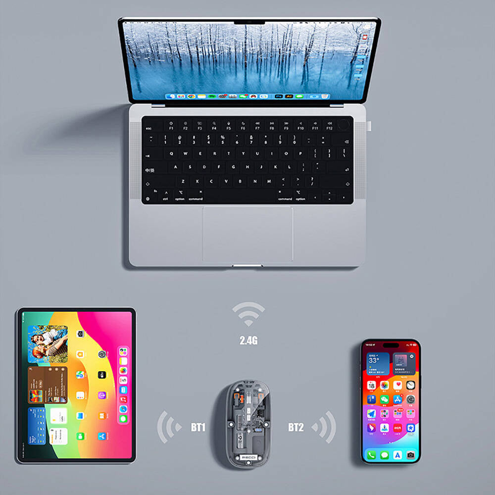 Recci RCS-M01 Space Capsule Series Multimode Wireless Transparent Design Mouse Gray
