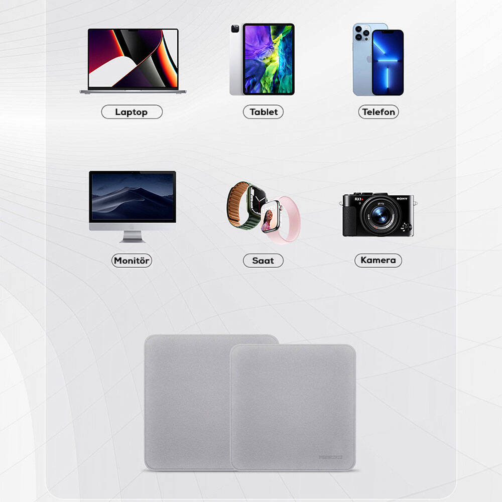 Recci RCS-S05 Microfiber Composite Ultrasonic Coating Nano Textured Polishing and Cleaning Cloth Gray