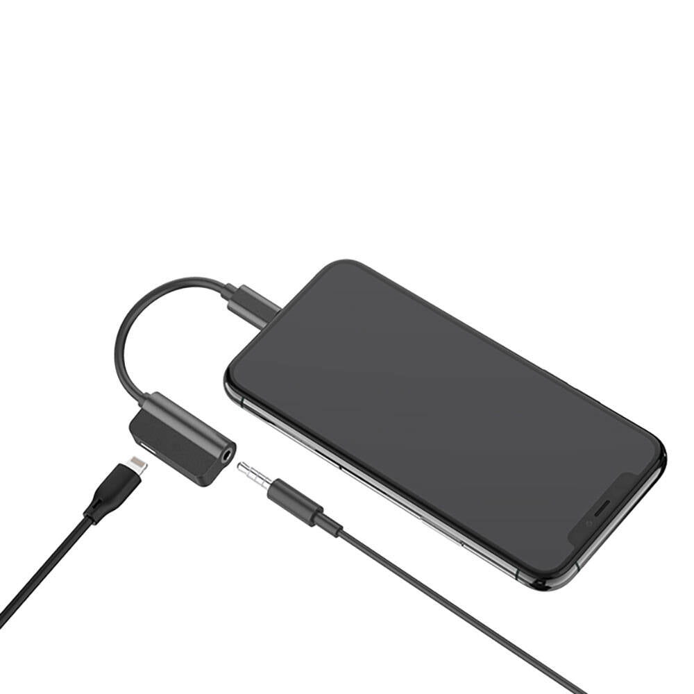 Recci RDS-A06 Lightning 2in1 Charging and Audio Adapter Black