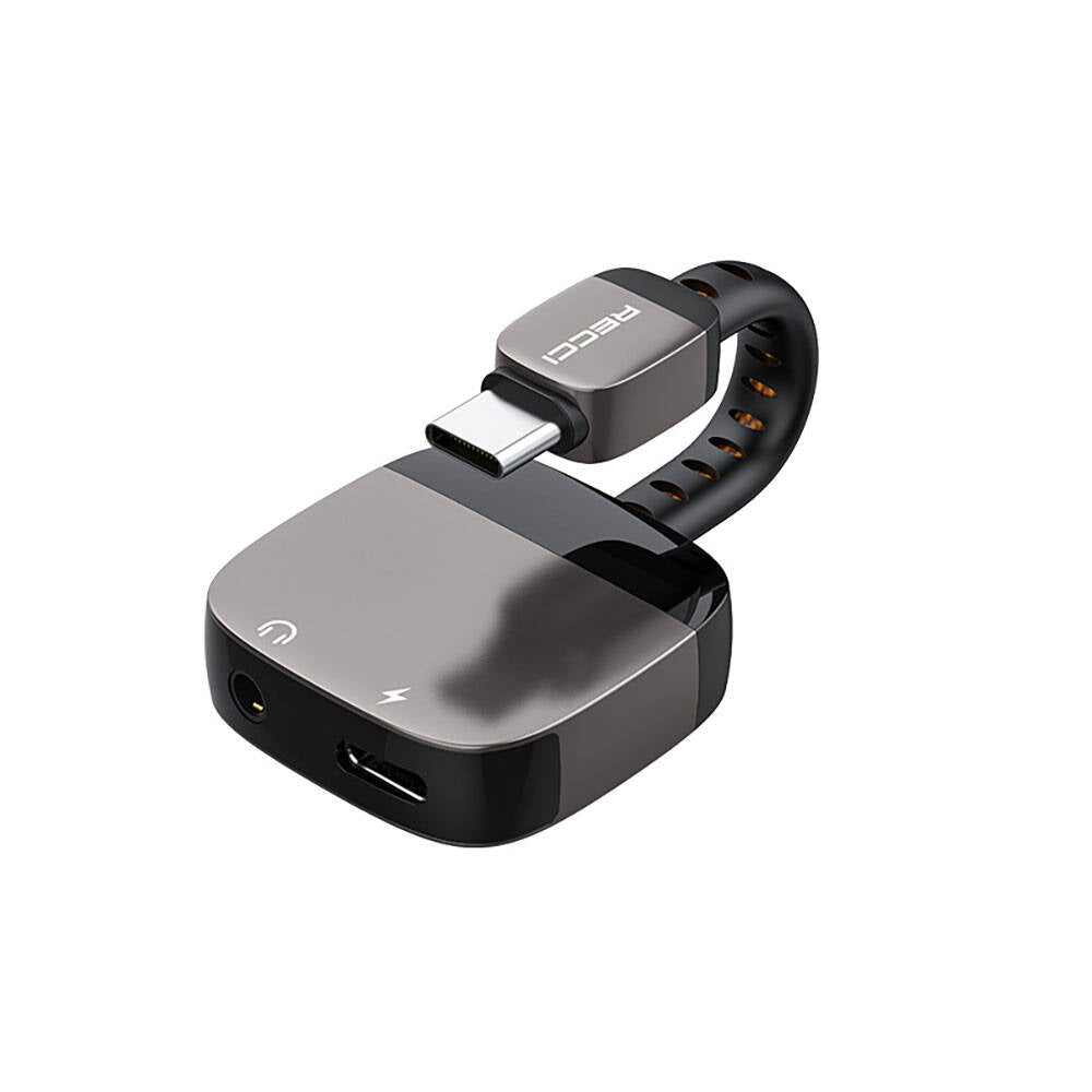 Recci RDS-A13 Type-C 2-in-1 Charging and Audio Adapter Black