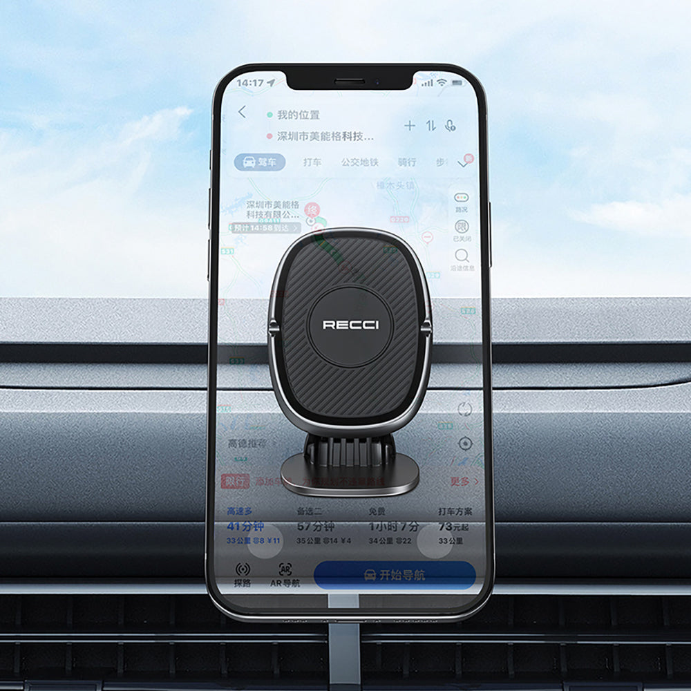 Recci RHO-C18 Strong Magnetic 360 Degree Rotating Flat Floor Car Phone Holder Black