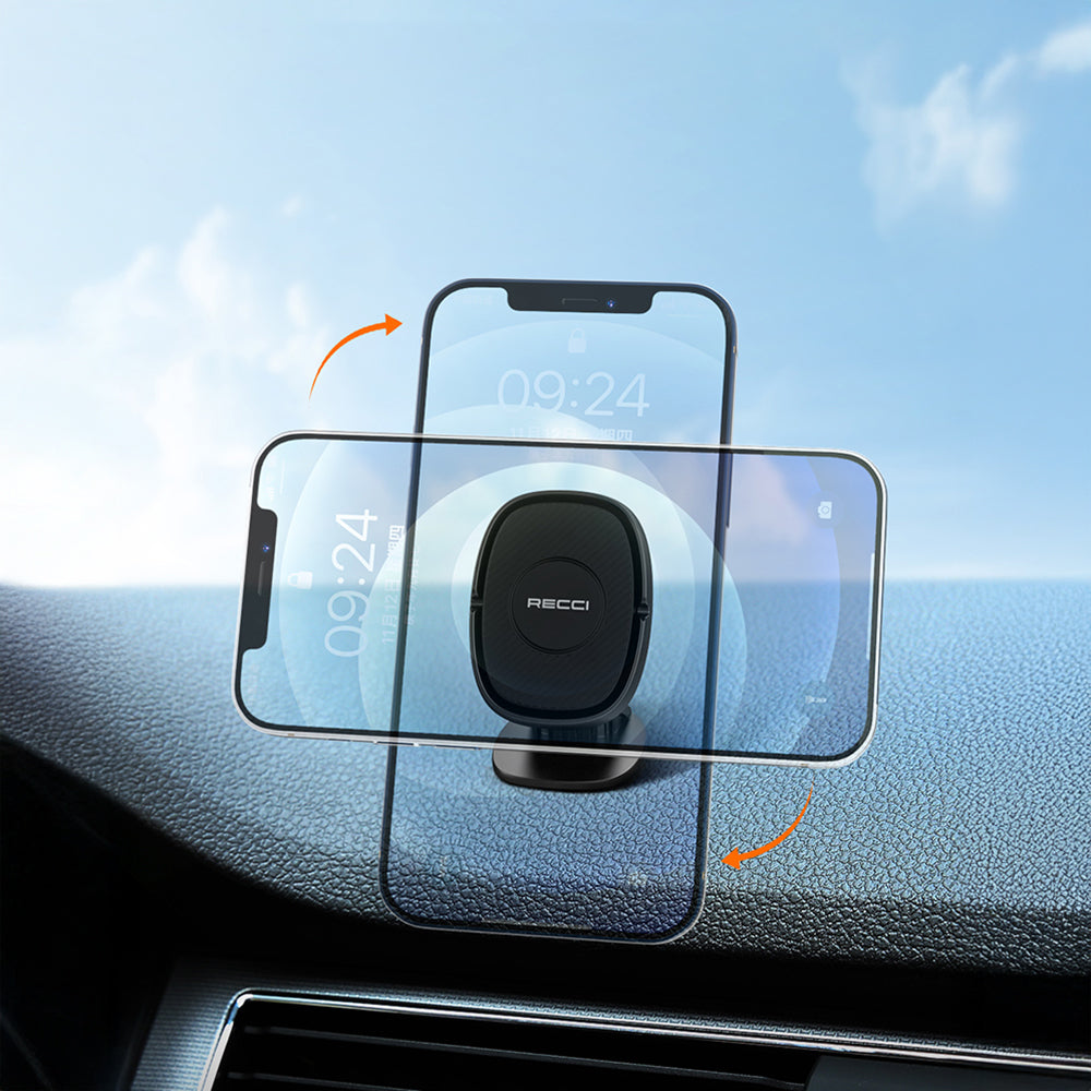 Recci RHO-C18 Strong Magnetic 360 Degree Rotating Flat Floor Car Phone Holder Black