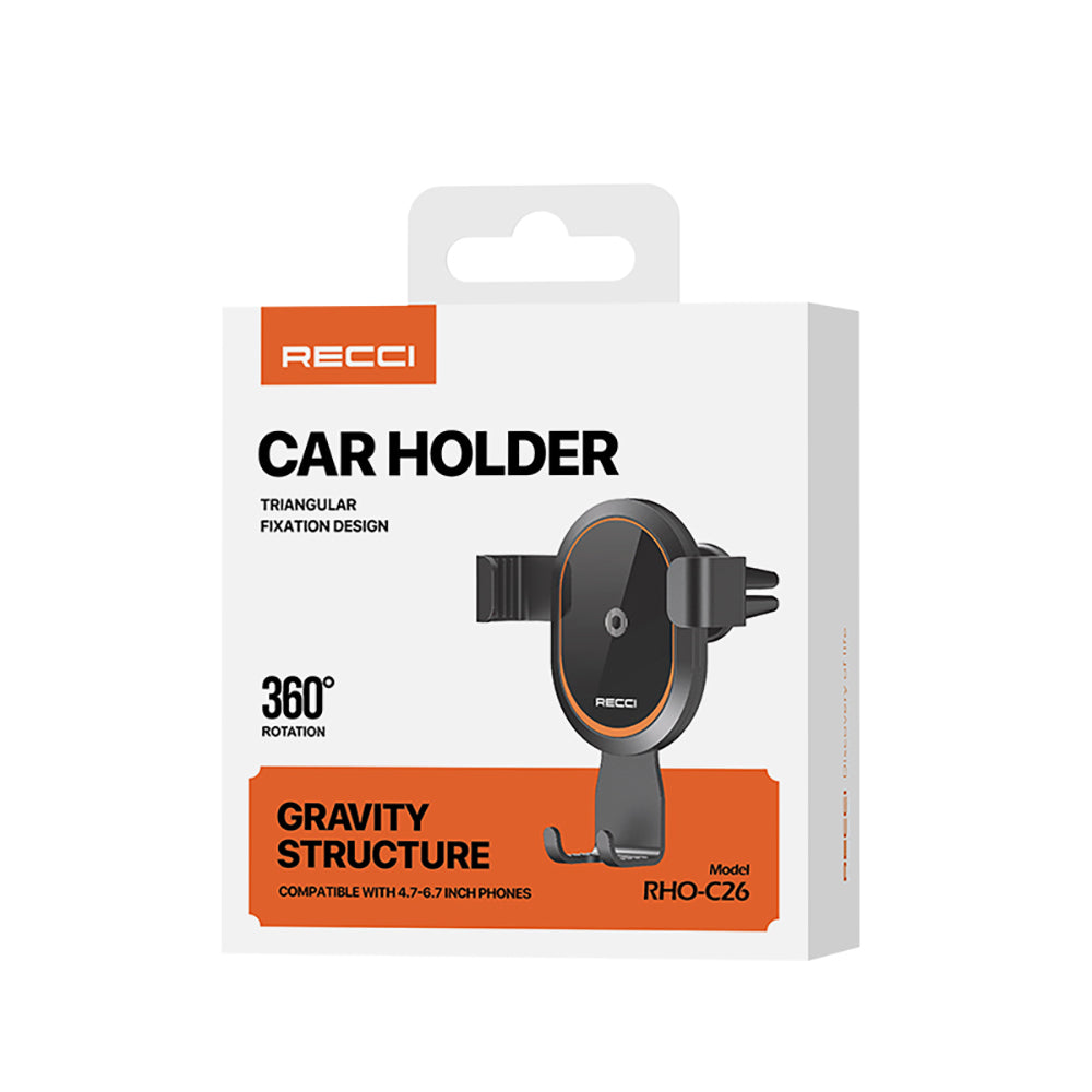 Recci RHO-C26 360 Rotating Ventilation Design Car Phone Holder Black