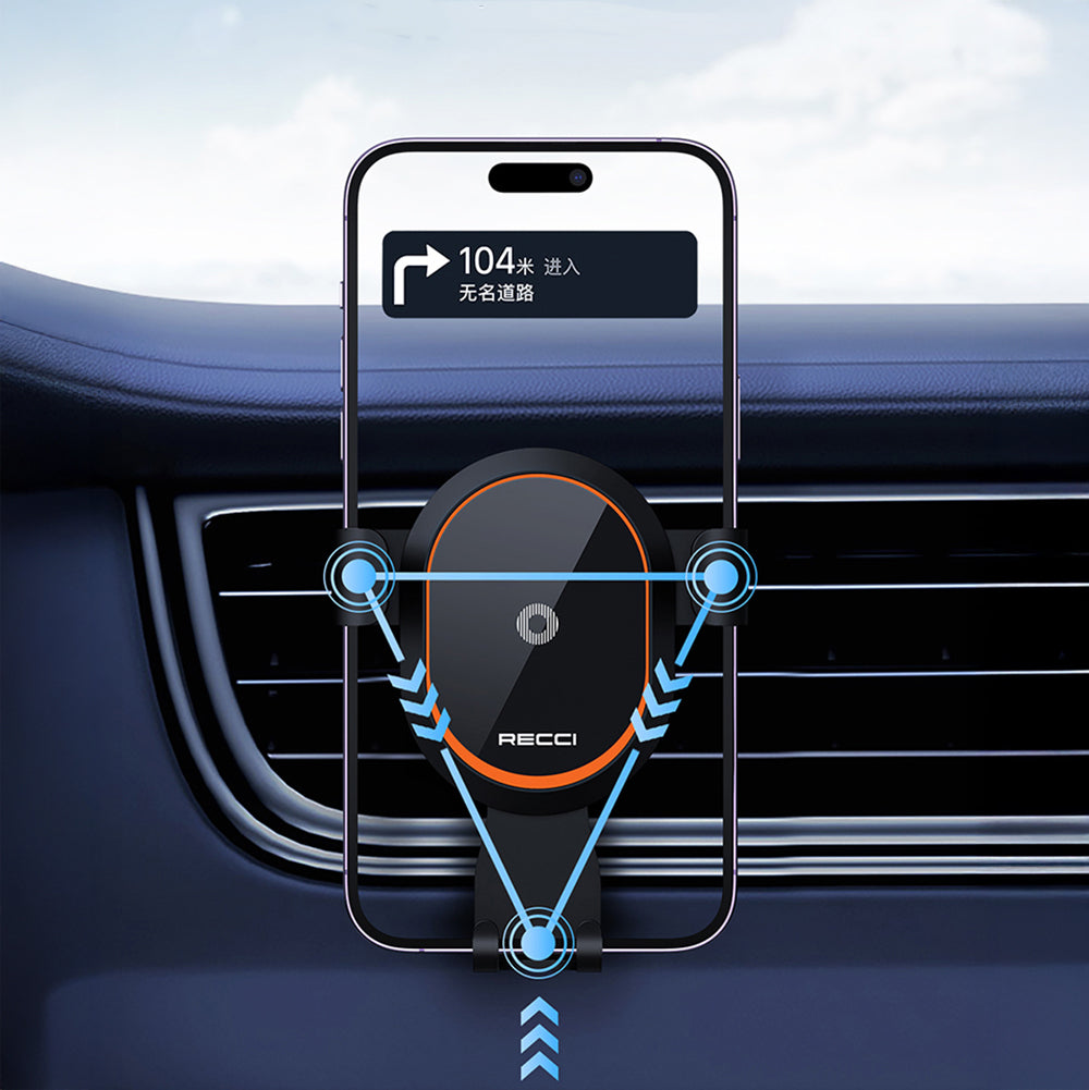Recci RHO-C26 360 Rotating Ventilation Design Car Phone Holder Black